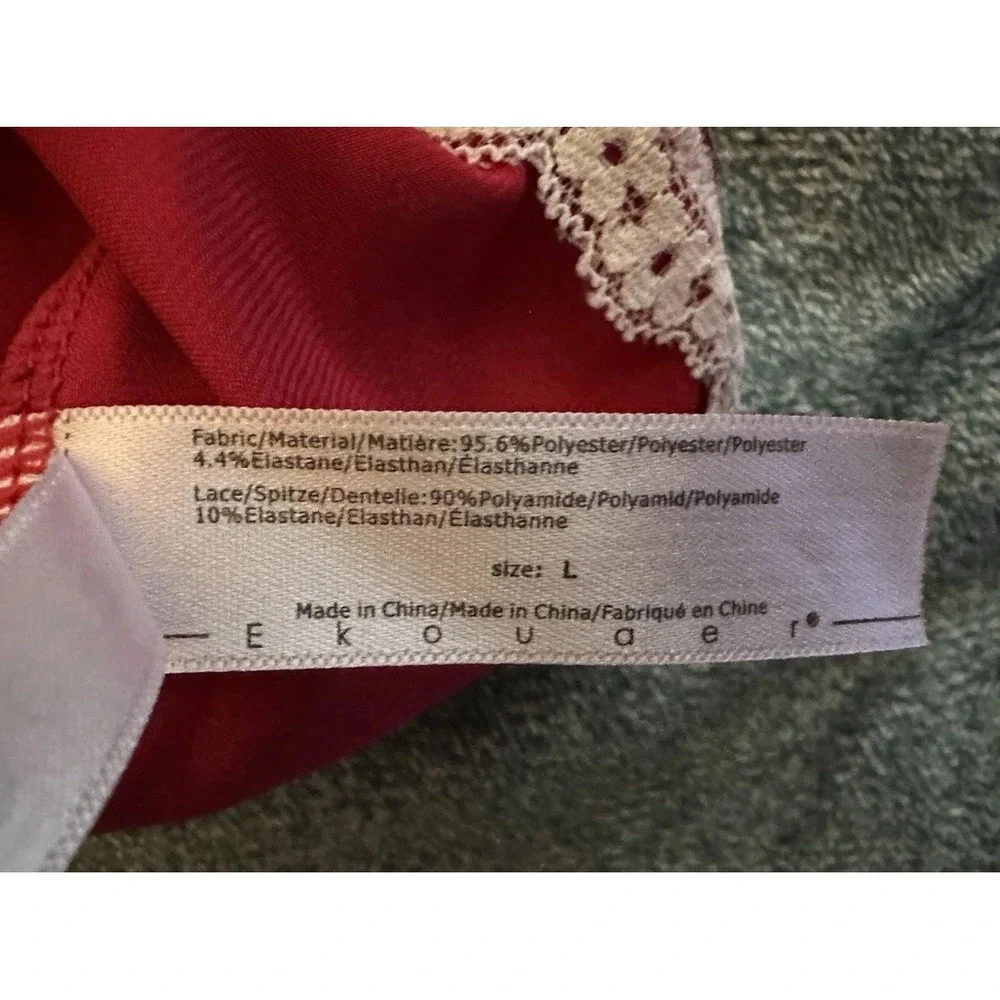 Vintage Y2K Lace Slip Dress Red White Women's Large Shift‎ Romantic Holiday Sexy - Picture 7 of 7